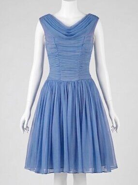 Vintage 1950s Periwinkle Blue Party Dress  | Mid-Century Cocktail Gown